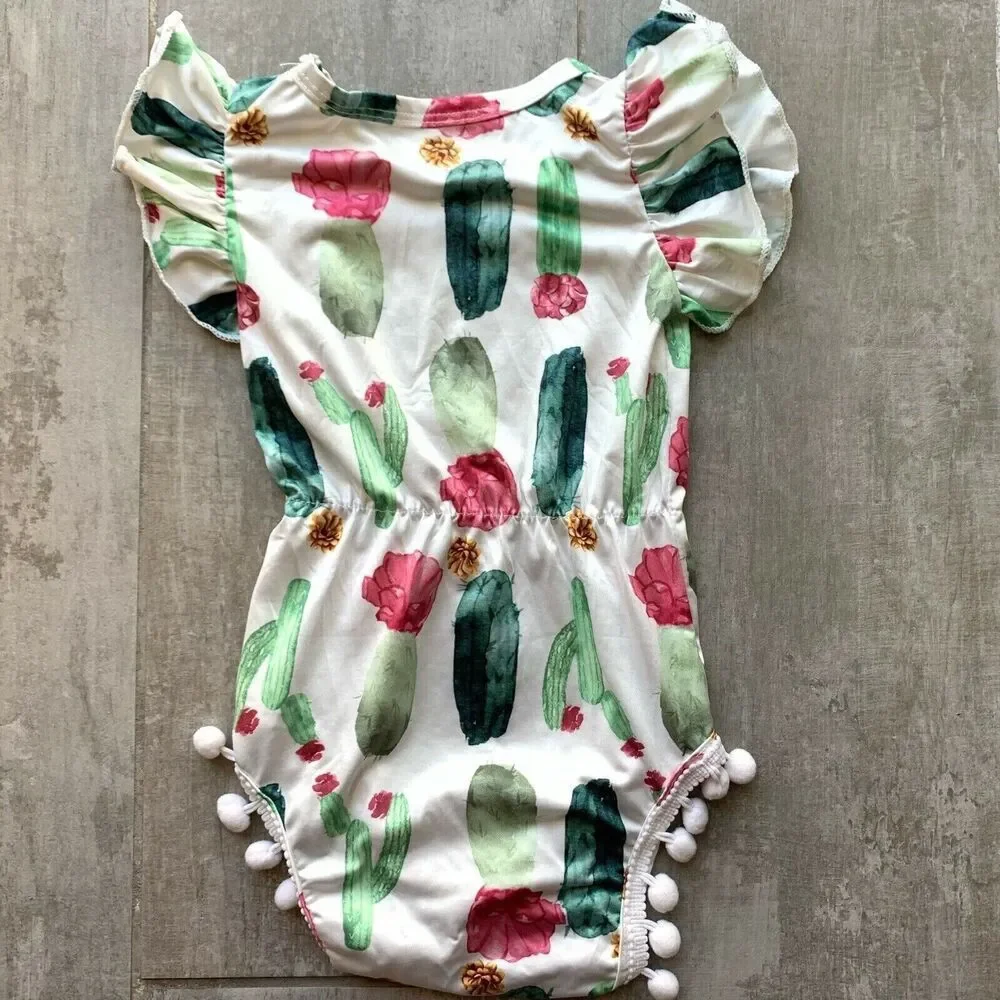 Baby Girl Toddler Romper Jumpsuit Boho NEW Cactus Tassel Outfit Summer 18-24 M